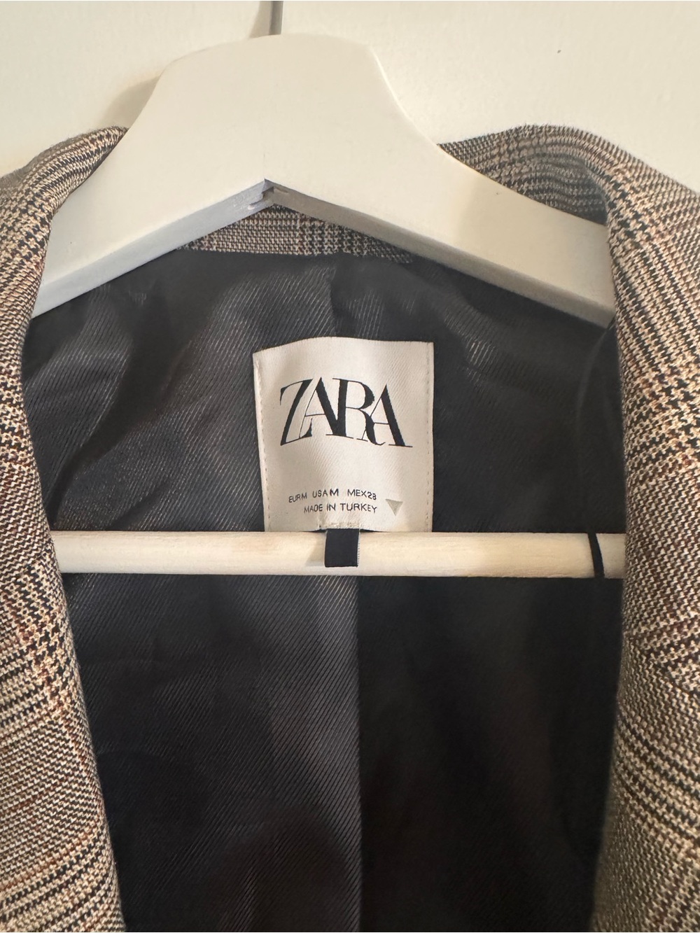 Zara Plaid Double-Breasted Blazer - Brown Plaid - Picture 4 of 4